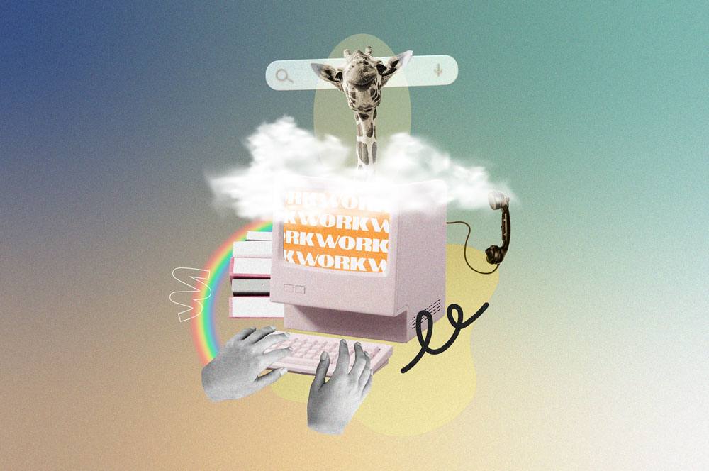 Collage numérique de Fluffy Design : Création de sites web sur-mesure